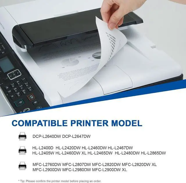 Alt view image 2 of 7 - TN830 Toner Cartridge (Black, 2 Pack) Replacement for Brother TN830 TN-830 TN830XL to use with HL-L2460DW DCP-L2640DW HL-L2400D HL-L2480DW HL-L2405W MFC-L2820DW Printer
