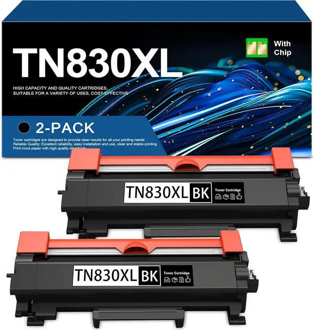 Main image of TN830XL Toner (with Chip) High Yield Replacement for Brother TN830XL TN830 Toner to use with DCP-L2640dw HL-L2405w HL-L2460DW HL-L2400D HL-L2480DW MFC-L2820DW Printer (2Black) Print up to 6,400 Pages