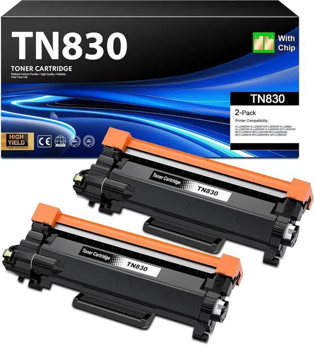 Main image of (2 Black TN830 Toner Cartridge) Replacement for Brother TN830 TN-830 TN830XL Toner to use with HL-L2460DW MFC-L2820DW HL-L2405W HL-L2400D HL-L2480DW DCP-L2640DW Printer