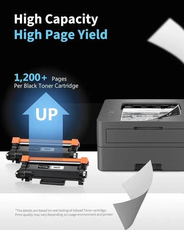Alt view image 3 of 7 - (2 Black TN830 Toner Cartridge) Replacement for Brother TN830 TN-830 TN830XL Toner to use with HL-L2460DW MFC-L2820DW HL-L2405W HL-L2400D HL-L2480DW DCP-L2640DW Printer