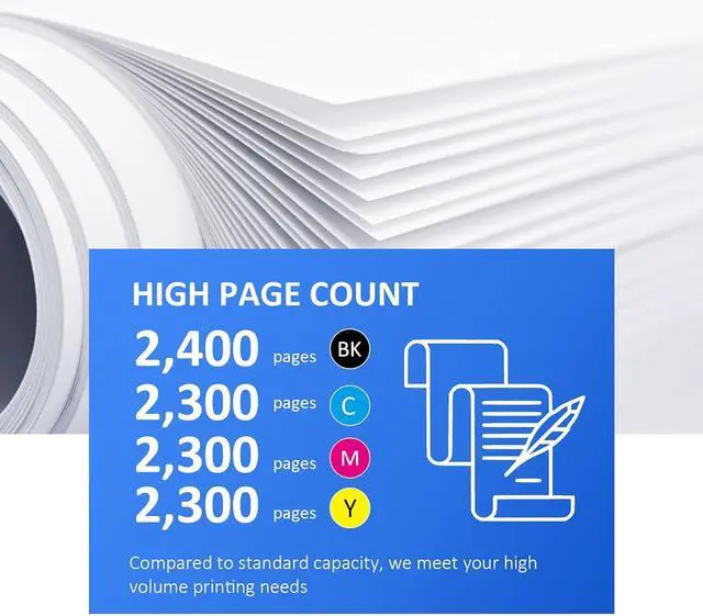 Alt view image 4 of 7 - 410A Toner Cartridges 5 Pack (with Chip) Replacement for HP 410A 410X Compatible with MFP M477fdw M477fdn M477fnw M452dn M452dw M452nw M377dw Printer Toner CF410A CF411A CF412A CF413A (B/C/Y/M)