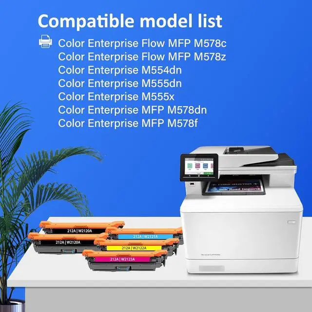 Alt view image 2 of 7 - 212A Toner Cartridges 5 Pack (with Chip) Replacement for HP 212A Color Enterprise Flow MFP M578c, M578z, M554dn, M555dn, M555x, MFP M578dn, M578f Printer