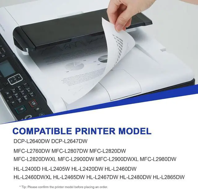 Alt view image 2 of 7 - TN830XL Toner Cartridge (with Chip) Replacement for Brother TN830 TN-830 TN 830XL Toner to use with HL-L2460DW DCP-L2640DW HL-L2405W HL-L2400D HL-L2480DW MFC-L2820DW Printer, High Yield, 2 Black