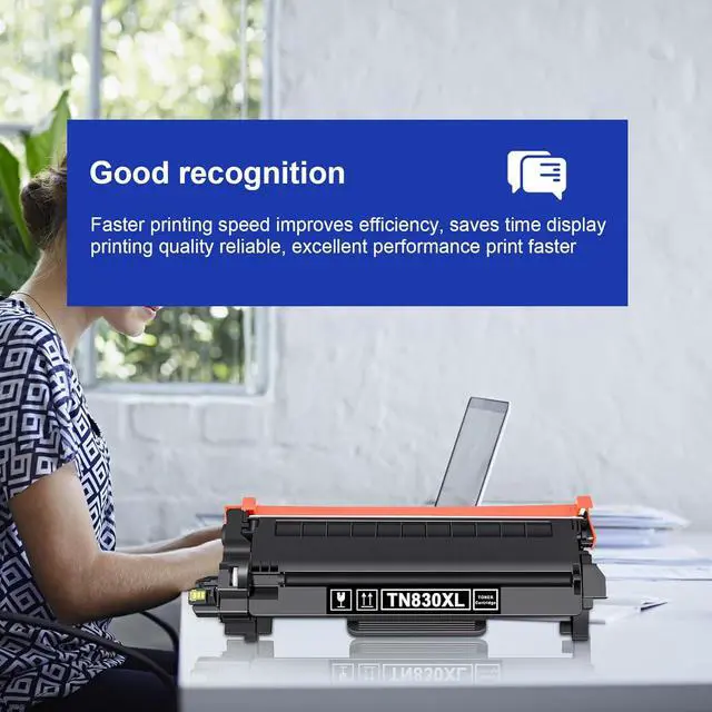 Alt view image 6 of 7 - TN830XL Toner Cartridge (with Chip) Replacement for Brother TN830 TN-830 TN 830XL Toner to use with HL-L2460DW DCP-L2640DW HL-L2405W HL-L2400D HL-L2480DW MFC-L2820DW Printer, High Yield, 2 Black