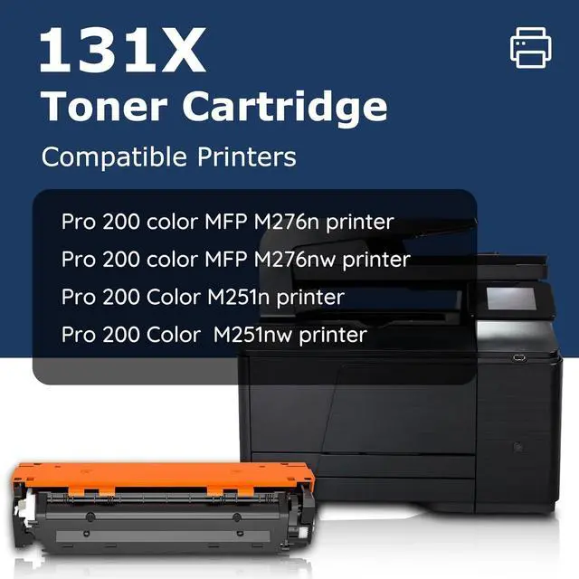 Alt view image 2 of 7 - 131X Toner Cartridge 4-Pack Replacement for HP 131X CF210X Works with Pro 200 Color MFP M276nw M251nw M251n M276n (Black, Cyan, Yellow, Magenta)