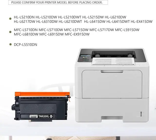 Alt view image 2 of 7 - TN920XL TN920 Toner Cartridge Black HL-L6210DW: (with Chip) Replacement for Brother TN-920XL TN-920 TN920XXL Work for HL-L6210DWT HL-L5210DN HL-L5210DW HL-L5210DWT Printer, High Yield 2 Pack