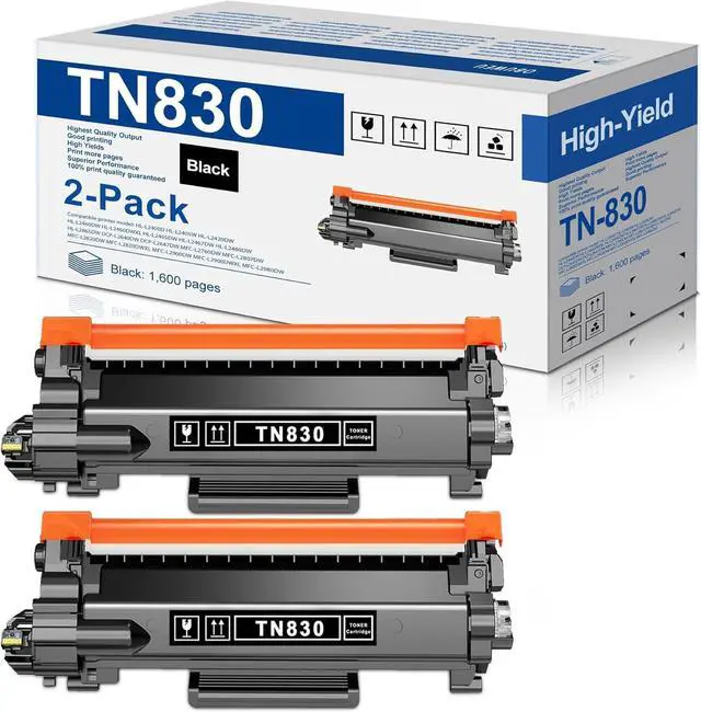 Main image of 2 Pack TN-830 TN830 Toner - Replacement for Brother TN830 Black Toner Cartridge HL-L2460DW MFC-L2820DW DCP-L2640DW HL-L2405W HL-L2400D HL-L2480DW Printer, Print up to 1,600 Pages