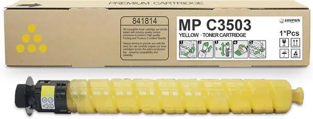 Main image of MP C3503 C3003 Toner Cartridge (1-Pack, Yellow) - Lovn 841814 Yellow Toner Cartridge (Up to 18,500 Pages) Replacement for Ricoh Aficio/Lanier/Savin MP C3003 MP C3503 MP C3004 MP C3504 Printer