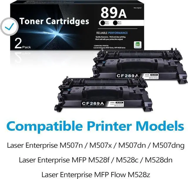 Alt view image 2 of 7 - 89A Toner with Chip High Yield Two Pack: Replacement for HP 89A Black Toner Cartridge 89X CF289X 89Y CF289Y to use with Laser Enterprise MFP M528 Series, Enterprise M507 Series Printer | CF289A