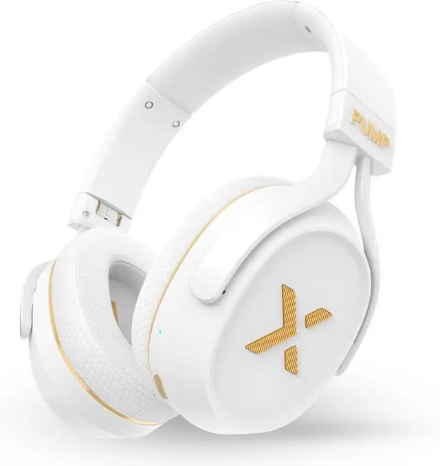 Main image of BlueAnt Pump X - The Gym Headphones | White/Gold | Sports Headphones | Cushioned & Cooling Ear Pads | (ANC) Active Noise Cancelling/Advanced Transparency | Wireless | Up to 58hr Play Time