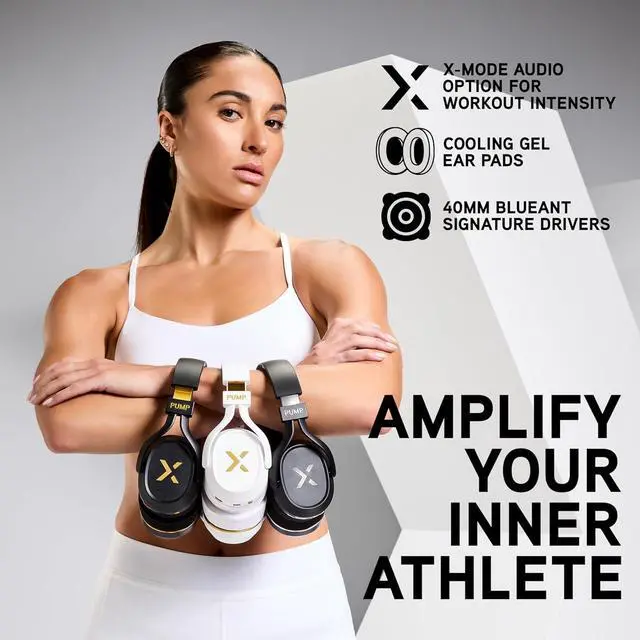 Alt view image 6 of 7 - BlueAnt Pump X - The Gym Headphones | White/Gold | Sports Headphones | Cushioned & Cooling Ear Pads | (ANC) Active Noise Cancelling/Advanced Transparency | Wireless | Up to 58hr Play Time