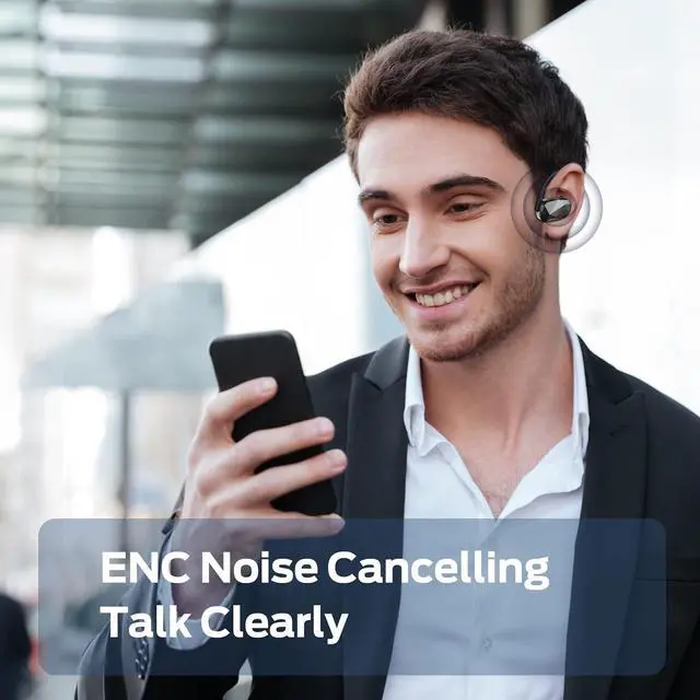 Alt view image 6 of 6 - Monster Aria Free Open Ear Headphones Air Conduction Headphone Sports, ENC Clear Talk Mic Bluetooth 5.3, Built-in Mic 8H Playtime IPX5 Resistant Headset for Running (Light Black)