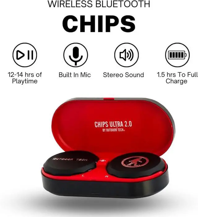 Alt view image 3 of 7 - Outdoor Tech - Chips Ultra 2.0 Headphones - True-Wireless Bluetooth Helmet Speakers for Skiing Snowboarding Biking and Power Sports