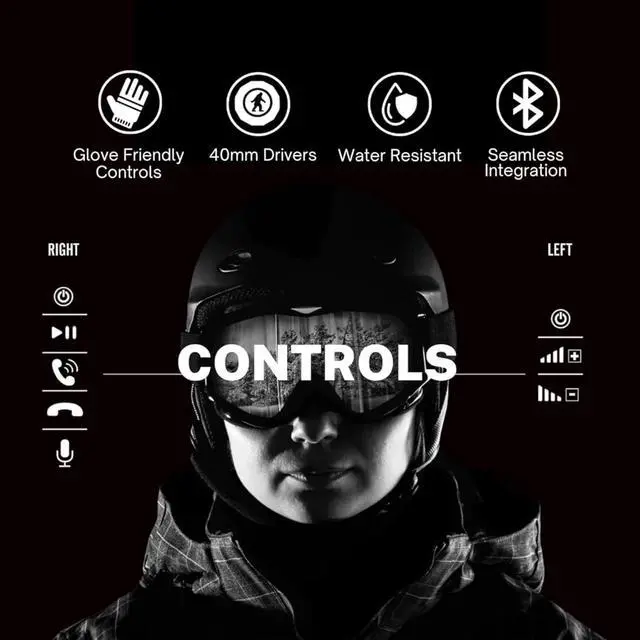 Alt view image 5 of 7 - Outdoor Tech - Chips Ultra 2.0 Headphones - True-Wireless Bluetooth Helmet Speakers for Skiing Snowboarding Biking and Power Sports