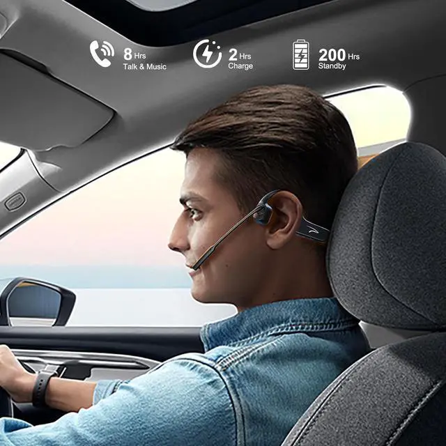 Alt view image 5 of 7 - MAIRDI Open Ear Bone Conduction Headphones Bluetooth with Microphone Noise Canceling, Wireless Bluetooth Headset with Mic Boom & USB Dongle for PC Work Calls and Meetings