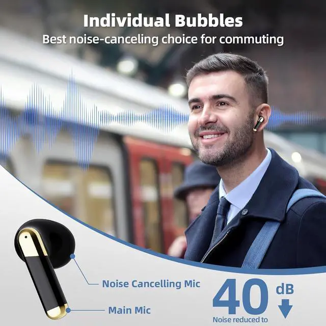 Alt view image 6 of 7 - Promise Wireless Earbuds Bluetooth5.3 Earphones,40Hrs Play, ENC Noise Cancelling Mic,13mm Deep Bass,Remote Control for TikTok,YouTube Shorts Like,Smart Phone Laptop Computer Sports Headphones(Black)