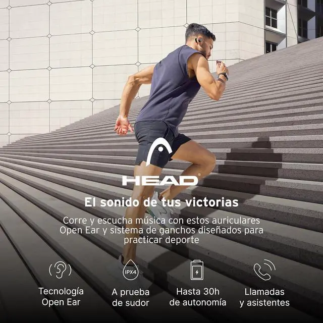 Alt view image 4 of 7 - HEAD Wireless Sports Headphones - Running Headphones with 6 Hours Playback - Open Ear Running Headphones Design - Sweatproof Wireless Sports Helmets