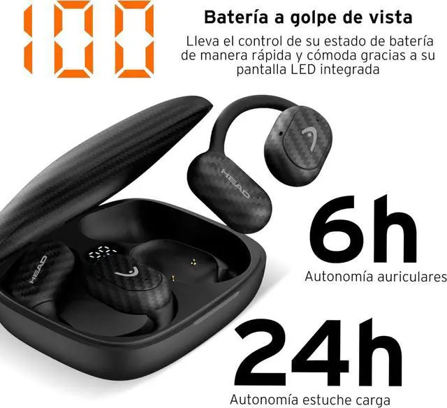 Alt view image 6 of 7 - HEAD Wireless Sports Headphones - Running Headphones with 6 Hours Playback - Open Ear Running Headphones Design - Sweatproof Wireless Sports Helmets