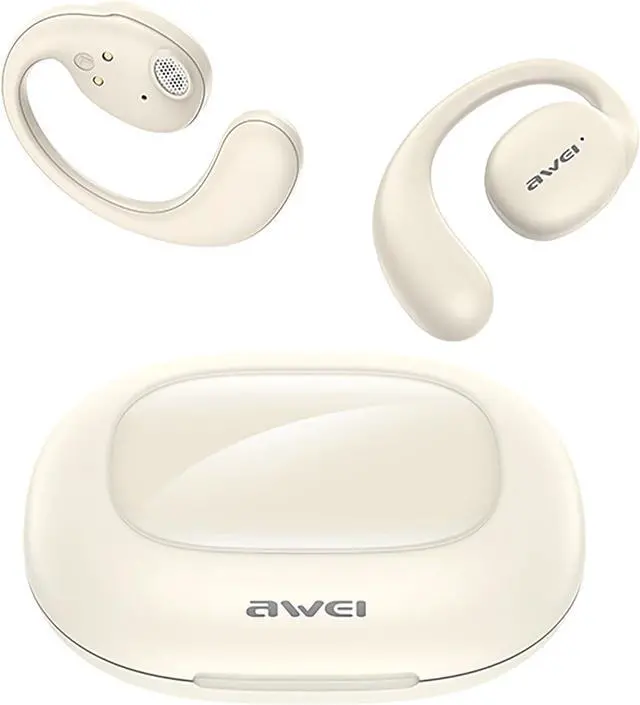 Main image of AWEI T80 Wireless Over Ear Earbuds Bluetooth Headphones 50hrs Play Back Sport Earphones IPX6 Waterproof Over-Ear Buds with Earhooks Built-in Mic Headset for TV, Mobile, Phones, Laptops Beige