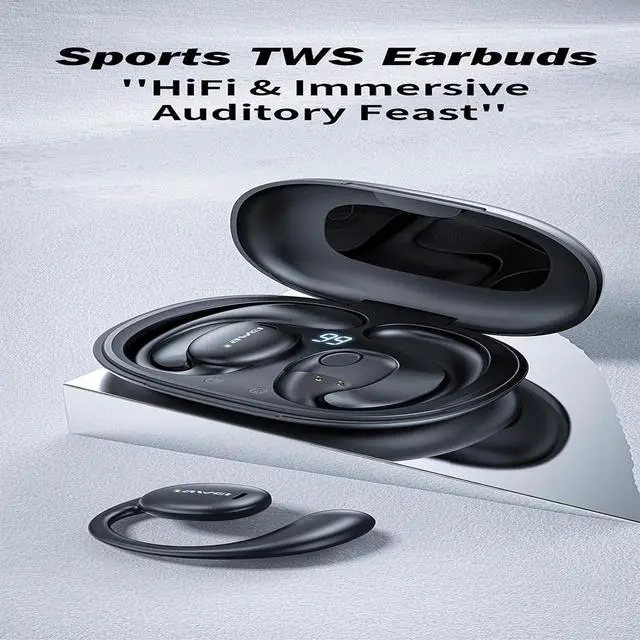 Alt view image 2 of 7 - AWEI T80 Wireless Over Ear Earbuds Bluetooth Headphones 50hrs Play Back Sport Earphones IPX6 Waterproof Over-Ear Buds with Earhooks Built-in Mic Headset for TV, Mobile, Phones, Laptops