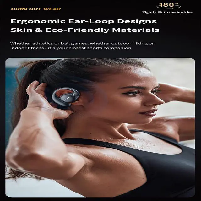 Alt view image 4 of 7 - AWEI T80 Wireless Over Ear Earbuds Bluetooth Headphones 50hrs Play Back Sport Earphones IPX6 Waterproof Over-Ear Buds with Earhooks Built-in Mic Headset for TV, Mobile, Phones, Laptops