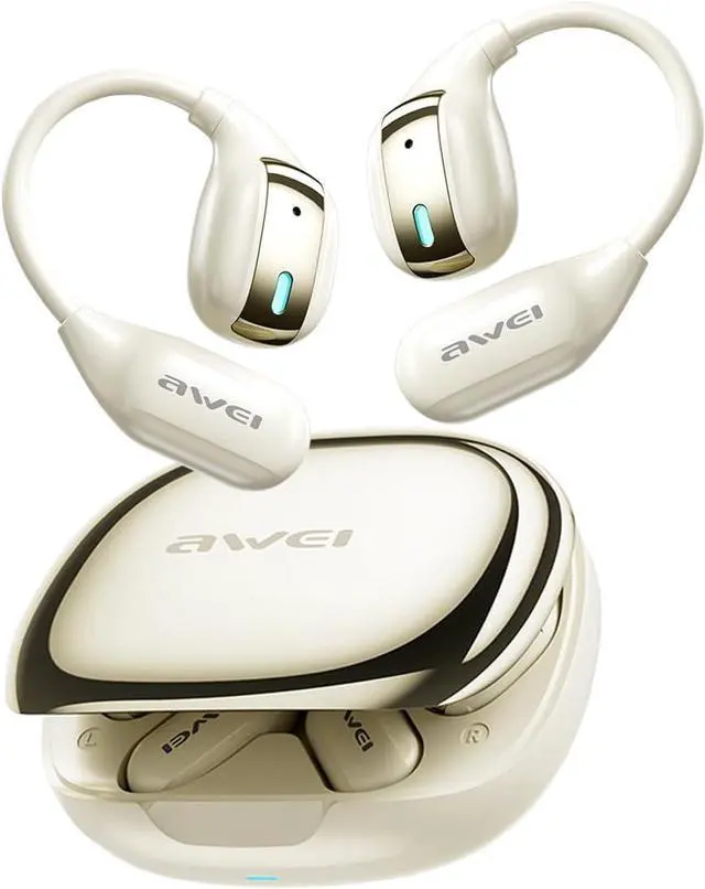 Main image of AWEI Wireless Over Ear Earbuds Bluetooth Headphones 48hrs Play Back Sport Earphones IPX4 Waterproof Over-Ear Buds with Earhooks Built-in Mic Headset for Workout Suitable for TV,Mobile,Phones Beige