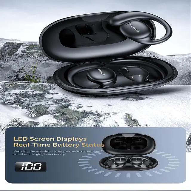 Alt view image 5 of 7 - AWEI T80 Wireless Over Ear Earbuds Bluetooth Headphones 50hrs Play Back Sport Earphones IPX6 Waterproof Over-Ear Buds with Earhooks Built-in Mic Headset for TV, Mobile, Phones, Laptops