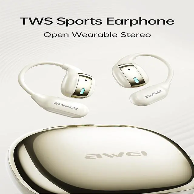 Alt view image 2 of 7 - AWEI Wireless Over Ear Earbuds Bluetooth Headphones 48hrs Play Back Sport Earphones IPX4 Waterproof Over-Ear Buds with Earhooks Built-in Mic Headset for Workout Suitable for TV,Mobile,Phones Beige