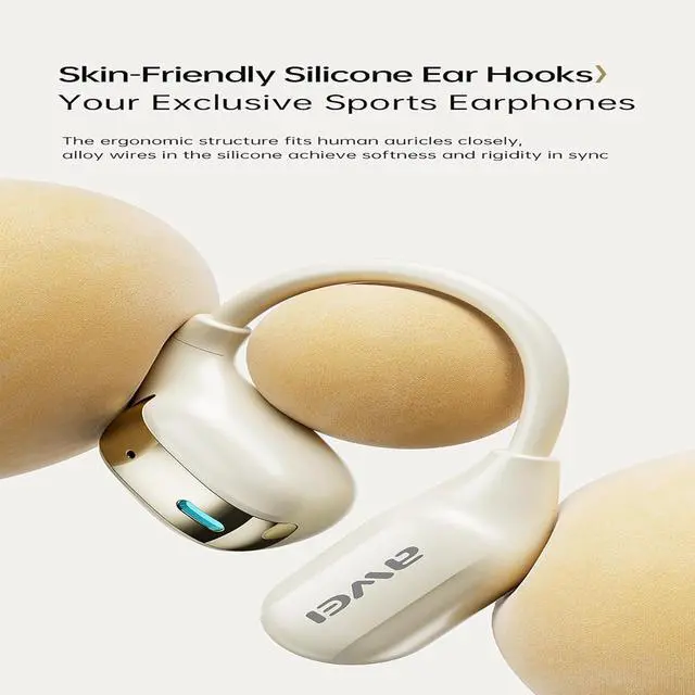 Alt view image 4 of 7 - AWEI Wireless Over Ear Earbuds Bluetooth Headphones 48hrs Play Back Sport Earphones IPX4 Waterproof Over-Ear Buds with Earhooks Built-in Mic Headset for Workout Suitable for TV,Mobile,Phones Beige