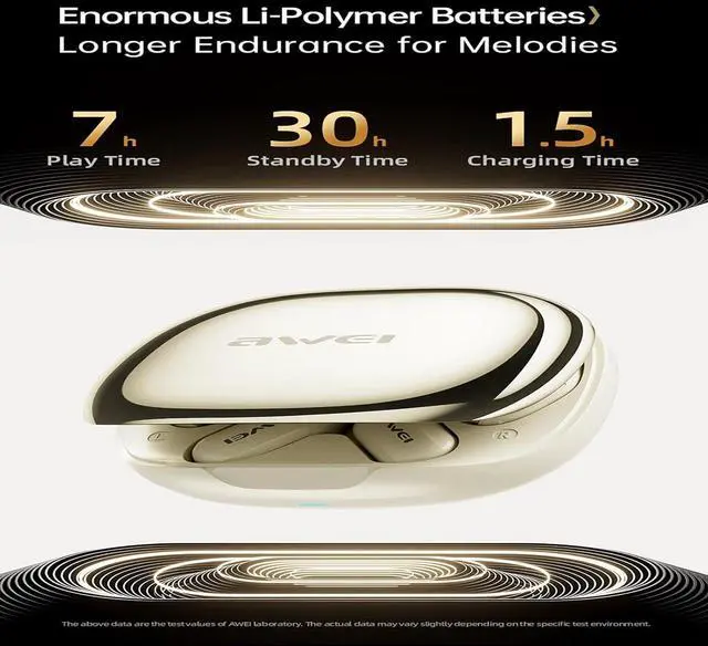 Alt view image 5 of 7 - AWEI Wireless Over Ear Earbuds Bluetooth Headphones 48hrs Play Back Sport Earphones IPX4 Waterproof Over-Ear Buds with Earhooks Built-in Mic Headset for Workout Suitable for TV,Mobile,Phones Beige