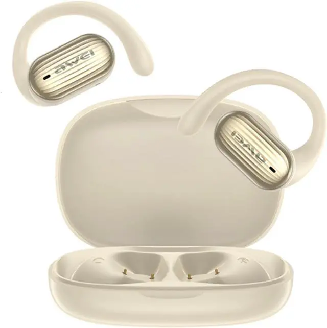 Main image of AWEI T95 Wireless Earbuds Bluetooth Headphones 42hrs Play Back Sport Earphones IPX6 Waterproof Over-Ear Buds with Earhooks Built-in Mic Headset for Workout Suitable for TV,Mobile,Phones,Laptops Beige