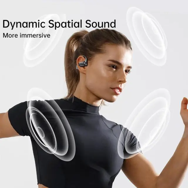 Alt view image 6 of 7 - AWEI T93 Wireless Over Ear Earbuds Bluetooth Headphones 42hrs Play Back Sport Earphones IPX6 Waterproof Over-Ear Buds with Earhooks Built-in Mic Headset for Workout Suitable for TV,Mobile White