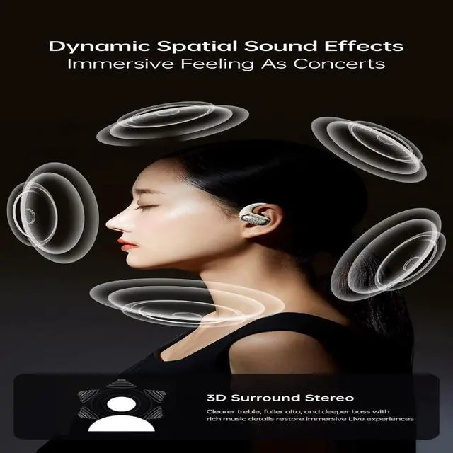 Alt view image 4 of 7 - AWEI T95 Wireless Earbuds Bluetooth Headphones 42hrs Play Back Sport Earphones IPX6 Waterproof Over-Ear Buds with Earhooks Built-in Mic Headset for Workout Suitable for TV,Mobile,Phones,Laptops Beige