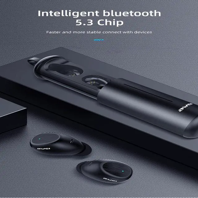 Alt view image 3 of 7 - AWEI T55 Wireless Bluetooth Headphones, Bluetooth Earbuds with Mic, Wireless Earbuds IPX6 Waterproof, 43Hrs Playtime with Charging Case, Clear Calls Earphones for TV Smart Phone Laptop Sports Black