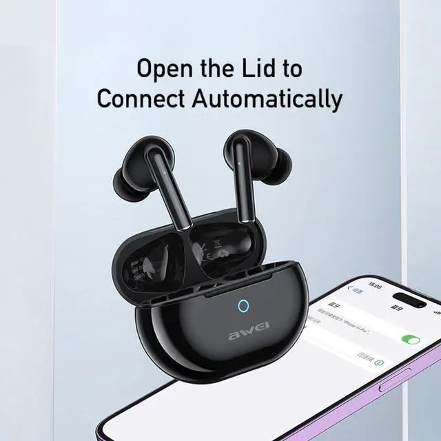 Alt view image 7 of 7 - AWEI T61 Wireless Earbuds Bluetooth 5.3 Headphones, 30Hrs Playback Stereo Ear Buds IPX5 Waterproof in-Ear Earphones, Bluetooth Earbuds with Mic for Phone Tablet Laptop Sports Black