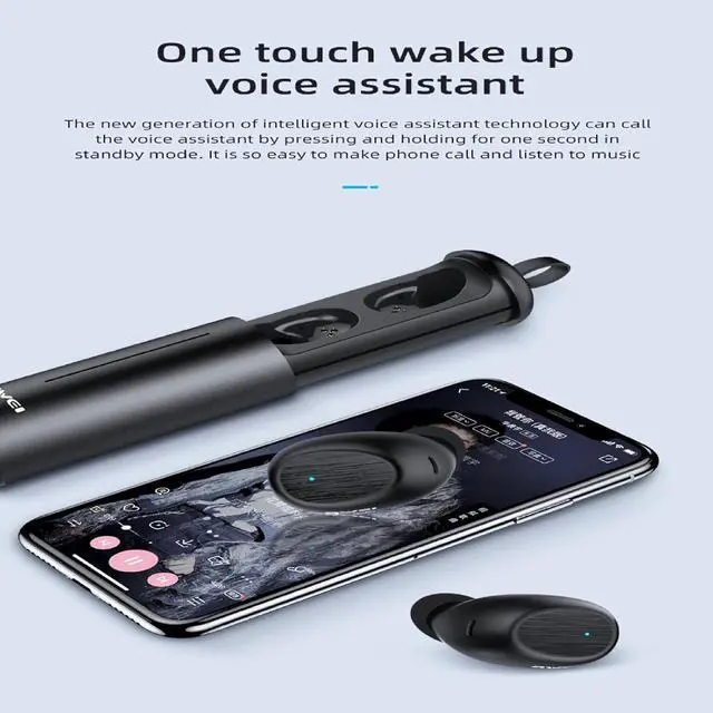 Alt view image 6 of 7 - AWEI T55 Wireless Bluetooth Headphones, Bluetooth Earbuds with Mic, Wireless Earbuds IPX6 Waterproof, 43Hrs Playtime with Charging Case, Clear Calls Earphones for TV Smart Phone Laptop Sports Black