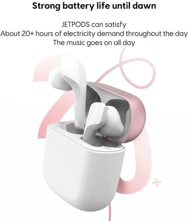 Alt view image 6 of 7 - Sabbat JetPods Wireless Bluetooth 5.2 Headset Earbuds 2023 Sound Quality in-Ear Sports Headphones for iPhone Samsung iPad Android (Ivory White)