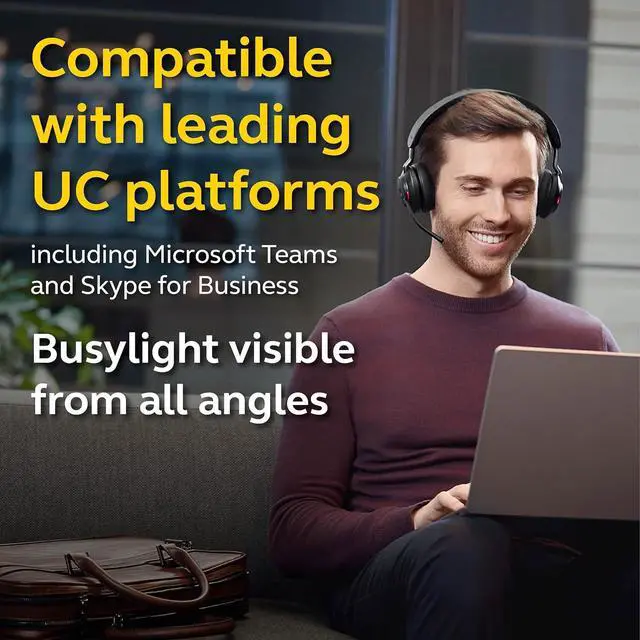 Alt view image 7 of 7 - Jabra Evolve2 65 UC Wireless Headphones with Link380a, Stereo, Black  Wireless Bluetooth Headset for Calls and Music, 37 Hours of Battery Life, Passive Noise Cancelling Headphones