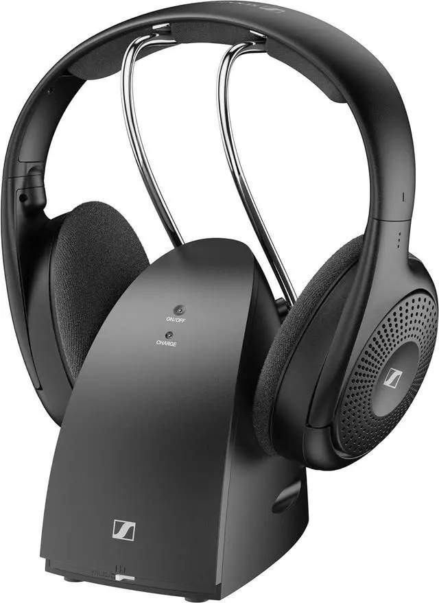 Main image of Sennheiser RS 120-W On-Ear Wireless Headphones for Crystal-clear TV Listening with 3 Sound Modes, Lightweight Design, Easy Volume Control, 60 m Range and Convenient Transmitter/Charger Combo - Black