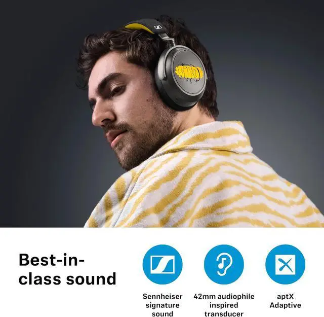 Alt view image 4 of 7 - Sennheiser MOMENTUM 4 Wireless Headphones - Bluetooth Headset for Crystal-Clear Calls, Adaptive Noise Cancellation, 60h Battery Life, Customizable Sound & Lightweight Folding Design  80th Anniversary
