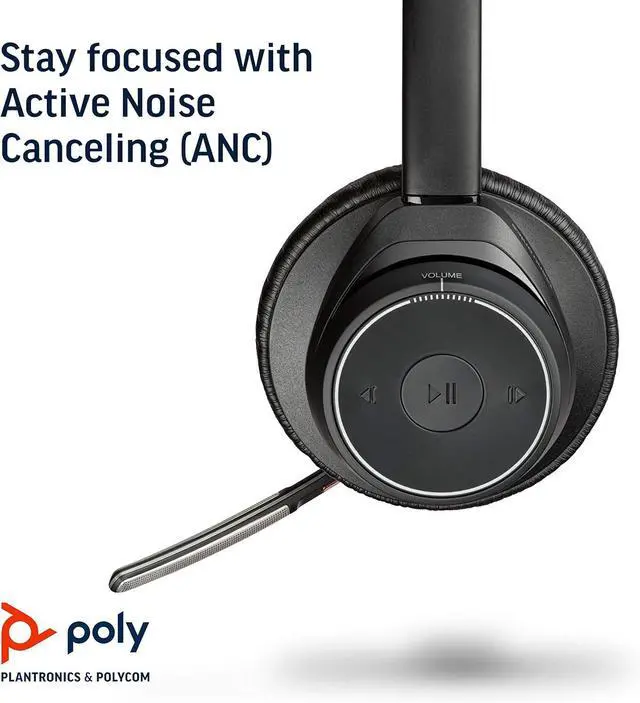 Alt view image 5 of 7 - Plantronics - Voyager Focus UC (Poly) - Bluetooth Dual-Ear (Stereo) Headset with Boom Mic - USB-A Compatible with PC and/or Mac - Active Noise Canceling - Works with Teams (Certified), Zoom & more