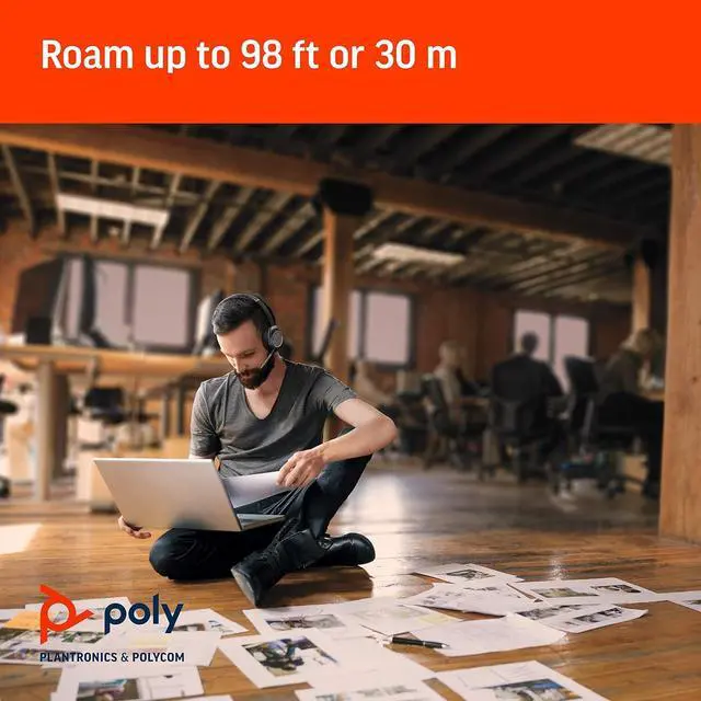 Alt view image 6 of 7 - Plantronics - Voyager Focus UC (Poly) - Bluetooth Dual-Ear (Stereo) Headset with Boom Mic - USB-A Compatible with PC and/or Mac - Active Noise Canceling - Works with Teams (Certified), Zoom & more