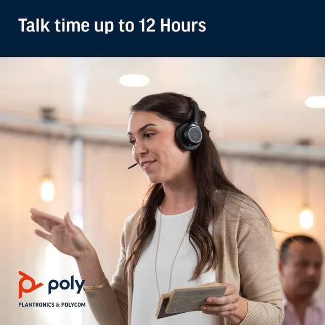 Alt view image 7 of 7 - Plantronics - Voyager Focus UC (Poly) - Bluetooth Dual-Ear (Stereo) Headset with Boom Mic - USB-A Compatible with PC and/or Mac - Active Noise Canceling - Works with Teams (Certified), Zoom & more