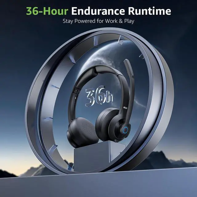 Alt view image 6 of 7 - acer Wireless Headset with Mic for Work - 2.4G Bluetooth 5.3 Dual Mode Headphones,36Hrs Battery,ENC Crystal-Clear Calls Mic,USB Dongle for PC,Bluetooth Headset for Phone/Tablet, Home/Call Center
