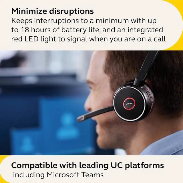 Alt view image 5 of 7 - Jabra Evolve 75 SE - MS Stereo Wireless Headset/Music Headphones Black