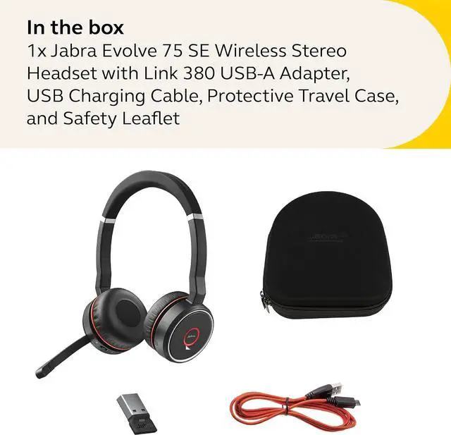 Alt view image 7 of 7 - Jabra Evolve 75 SE - MS Stereo Wireless Headset/Music Headphones Black