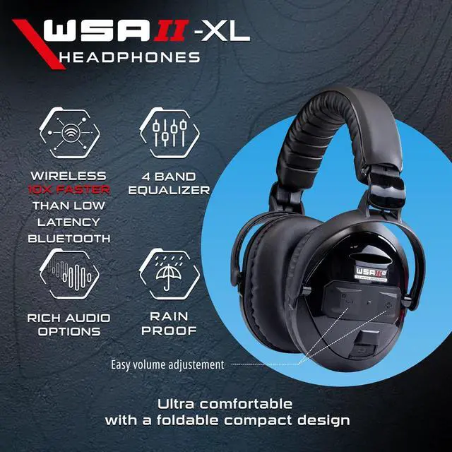 Alt view image 2 of 5 - XP METAL DETECTORS WSAII-XL Wireless Headphones for Deus II, Comfortable and Easy to Carry with Their Compact Design, Rainproof (IP68 3ft deep), Great for Noisy Environment