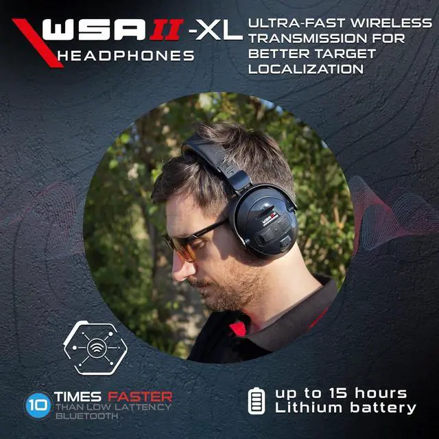 Alt view image 4 of 5 - XP METAL DETECTORS WSAII-XL Wireless Headphones for Deus II, Comfortable and Easy to Carry with Their Compact Design, Rainproof (IP68 3ft deep), Great for Noisy Environment