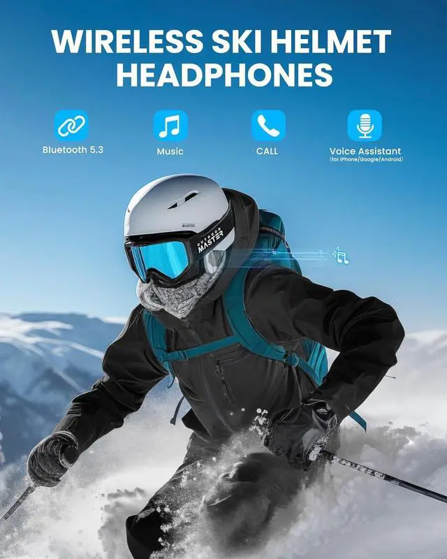 Alt view image 2 of 7 - OutdoorMaster Update Ski Helmet Headphones, True Wireless Bluetooth with Charging Case, Drop-in Headphones HD Speaker Chip Compatible with All Audio Ready Snowboard Helmets-Pure Black
