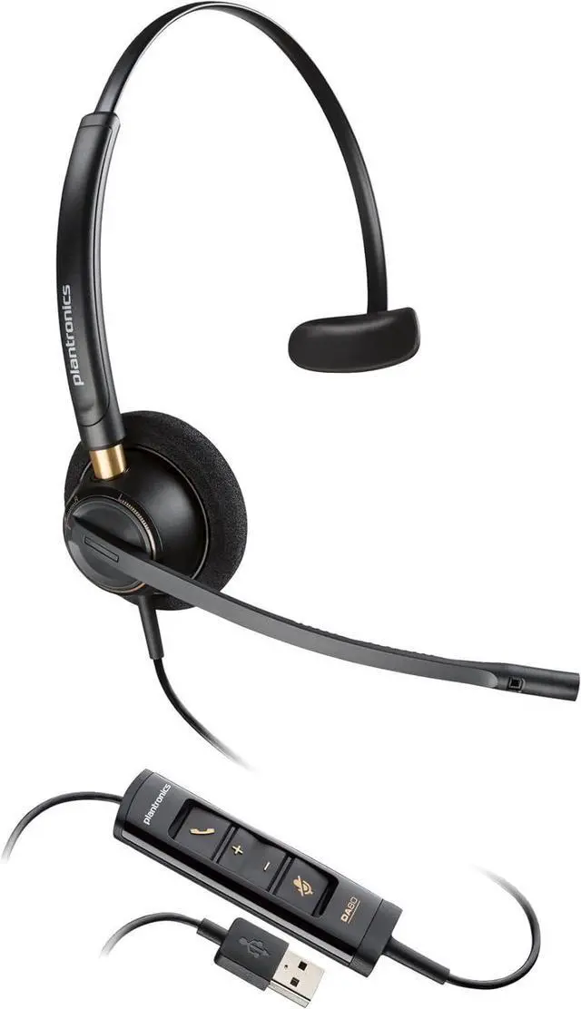 Main image of Poly - EncorePro 515 USB-A and USB-C USB Headset (Plantronics) - Cloud System Updates - Acoustic Hearing Protection - Works with Avaya, Genesys, and Cisco Call Center Platforms - Single Ear/Mono,Black